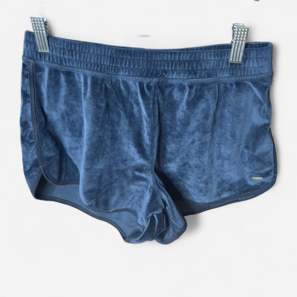 Hollister Navy Blue Velour Lounge Shorts Velvet Soft Stretch Pajama Athleisure S